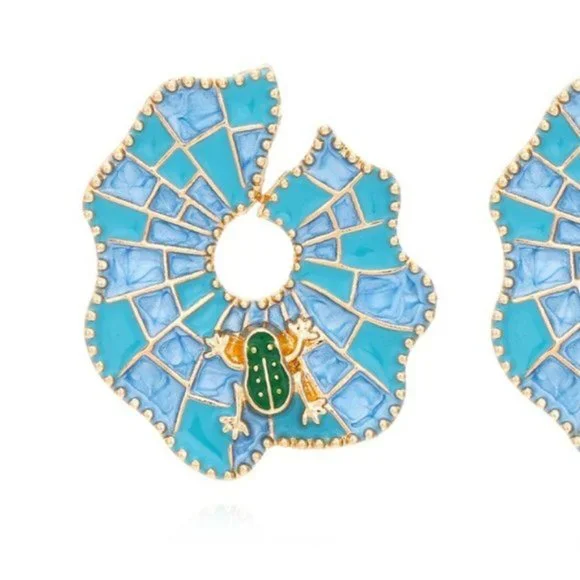 Blue Lily Statement Earrings - Picture 3 of 4